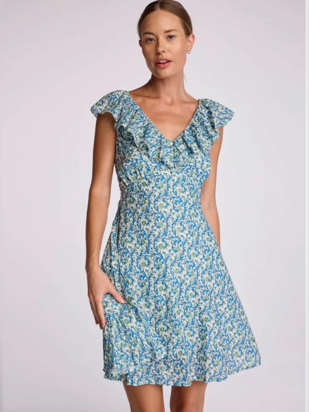 Anthropologie || Sundays Cassie Floral Tie Waist Dress Blue XS